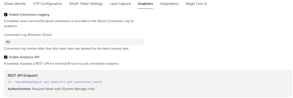 Ghost Settings - Analytics Tab